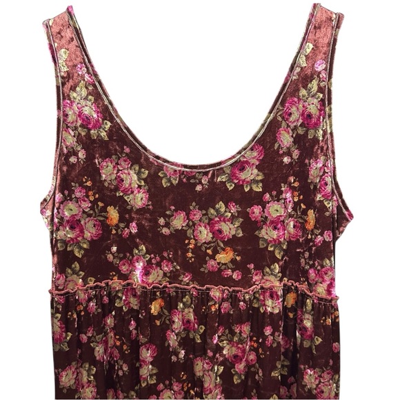 Natural Life Karlie Rust Bouquets Velvet Maxi Sundress Sz XL Boho Cottage Floral - Picture 10 of 13